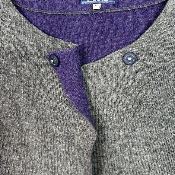 Elisa Rivera Wool Blend Cardigan Sweater Large Gray Purple Colorblock Lagenlook - Picture 3 of 13